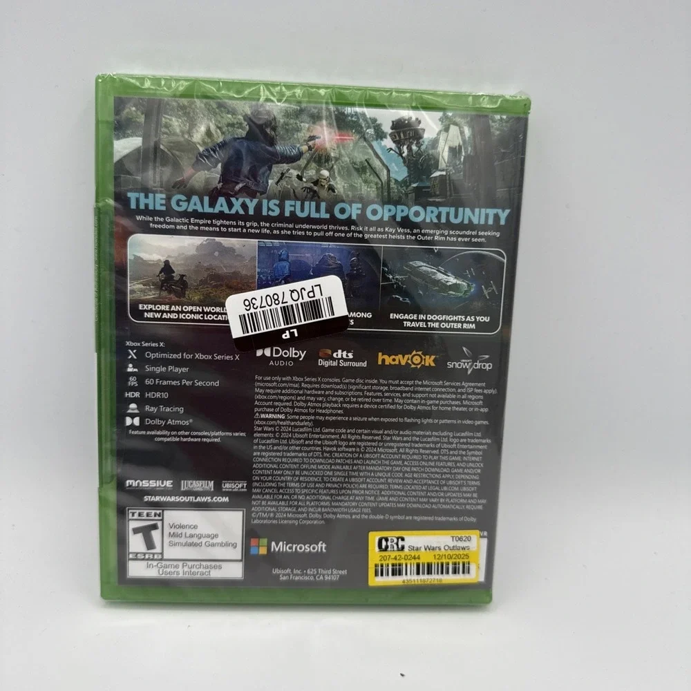 (Sealed) Star Wars Outlaws - Microsoft Xbox Series X 10 Authentic 1Y Guarantee